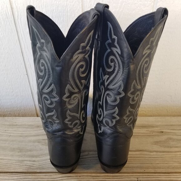 Justin Buck London Calfskin Mens Black Leather Western Boots 13 D 1408 - Picture 13 of 13